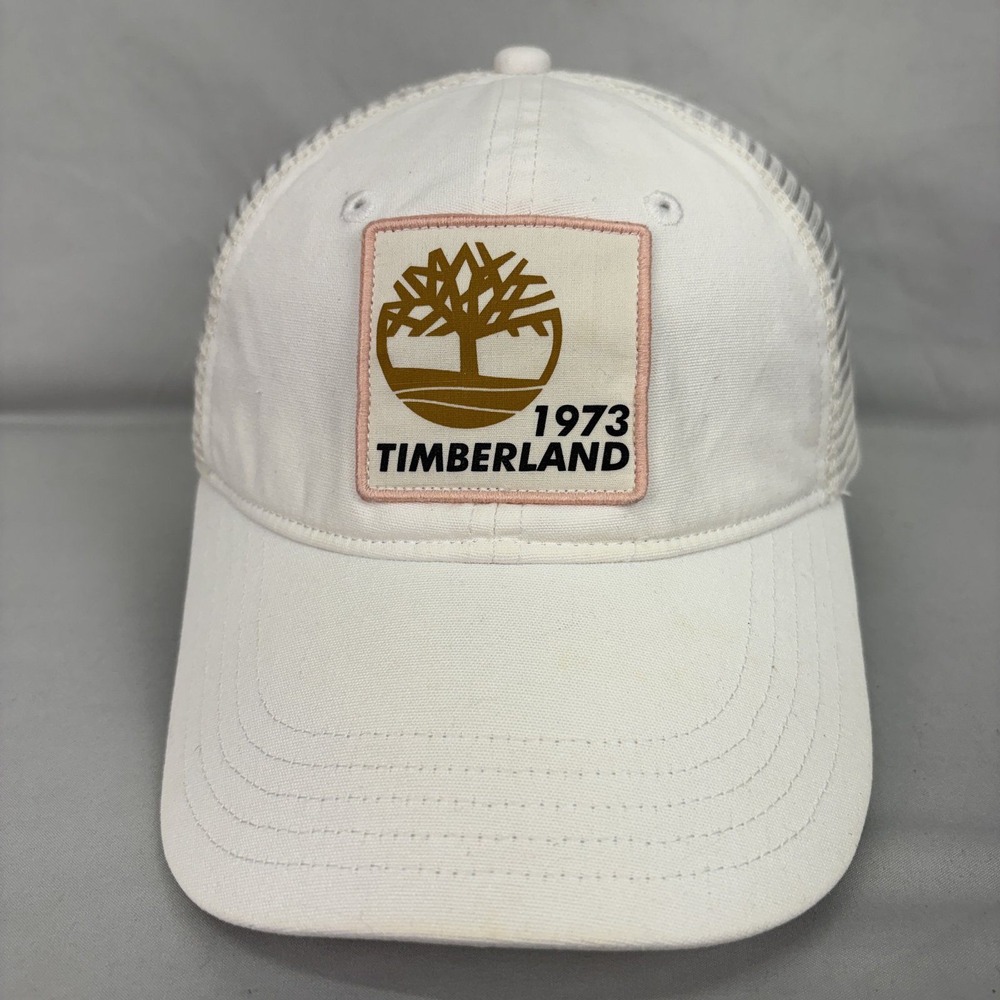 Timberland Trucker Hat Logo Patch Unisex OS White Mesh Snapback Cap